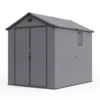 6x8_plastic_shed_with_windows_dark_gray_main Patiowell 6x8 ft Plastic Shed with Vent, Window & Sloped Roof, Dark Gray