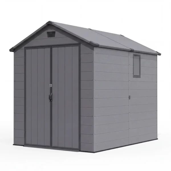 6x8_plastic_shed_with_windows_dark_gray_main Patiowell 6x8 ft Plastic Shed with Vent, Window & Sloped Roof, Dark Gray