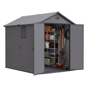 Patiowell 6x8 ft Plastic Shed with Vent, Window & Sloped Roof, Dark Gray