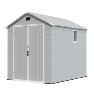 Patiowell 6x8 ft Plastic Shed with Vent, Window & Sloped Roof, Light Gray