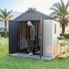 Kick-it 8x6 Plastic Storage Shed with Floor, Gray & Beige