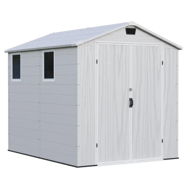 Patiowell 6x8 ft Plastic Storage Shed with Vents and Windows, Gray