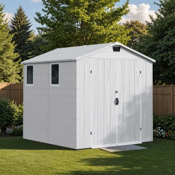 Patiowell 6x8 ft Plastic Storage Shed with Vents and Windows, Gray